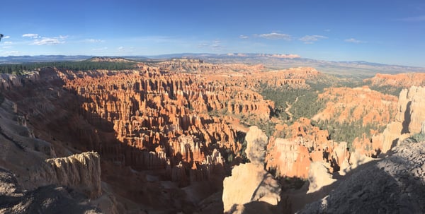 Bryce Canyon's distinctive hoodoos and amphitheater viewed from a rim overlook on a clear day. — Bryce Canyon National Park