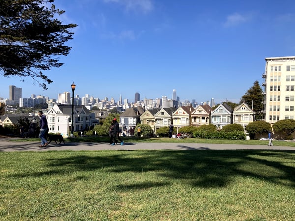 A traveler's photo spot in Alamo Square, San Francisco
